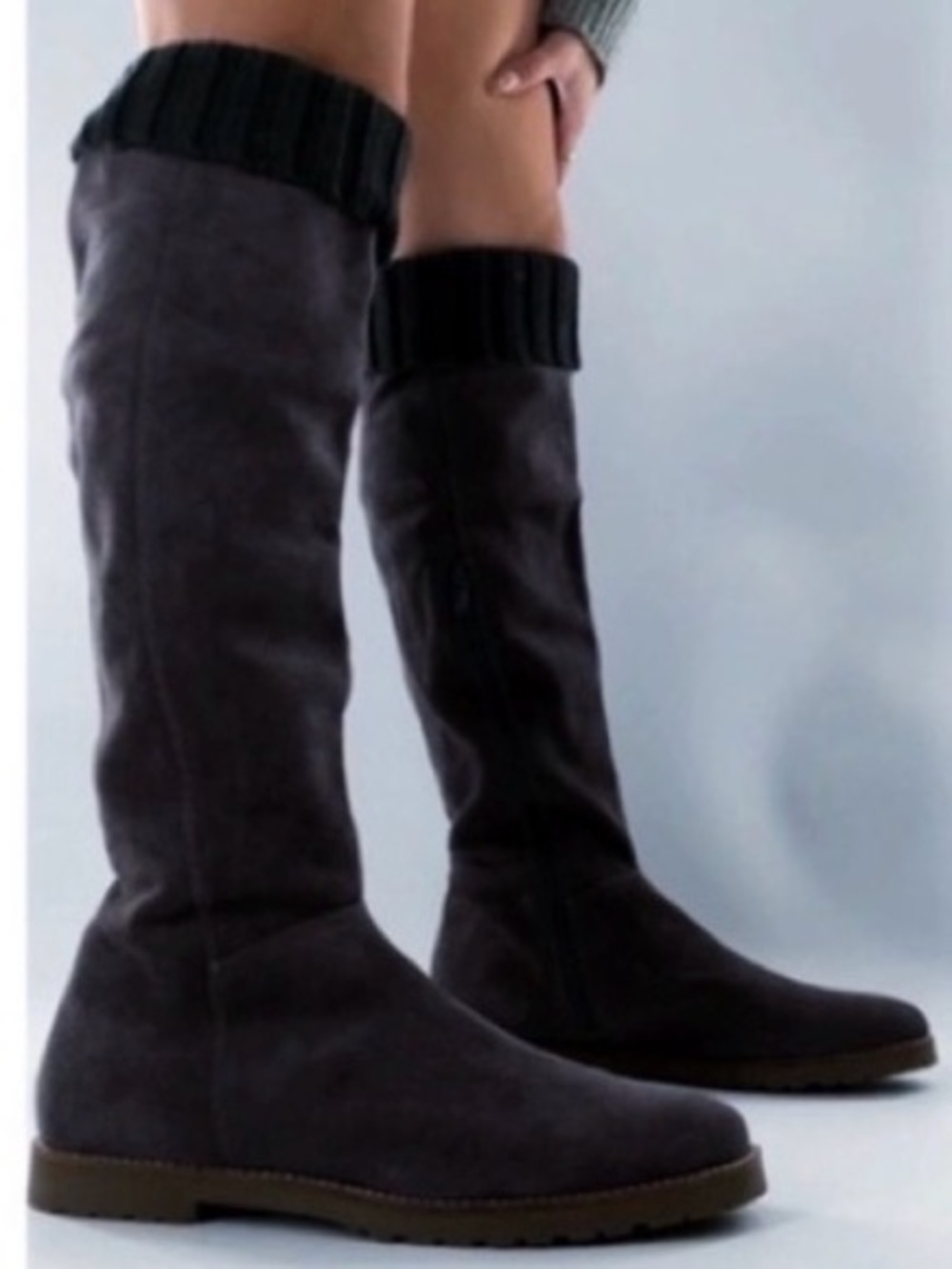 {Corso Como} Radar Suede/Knit Sock Over-Knee Boots